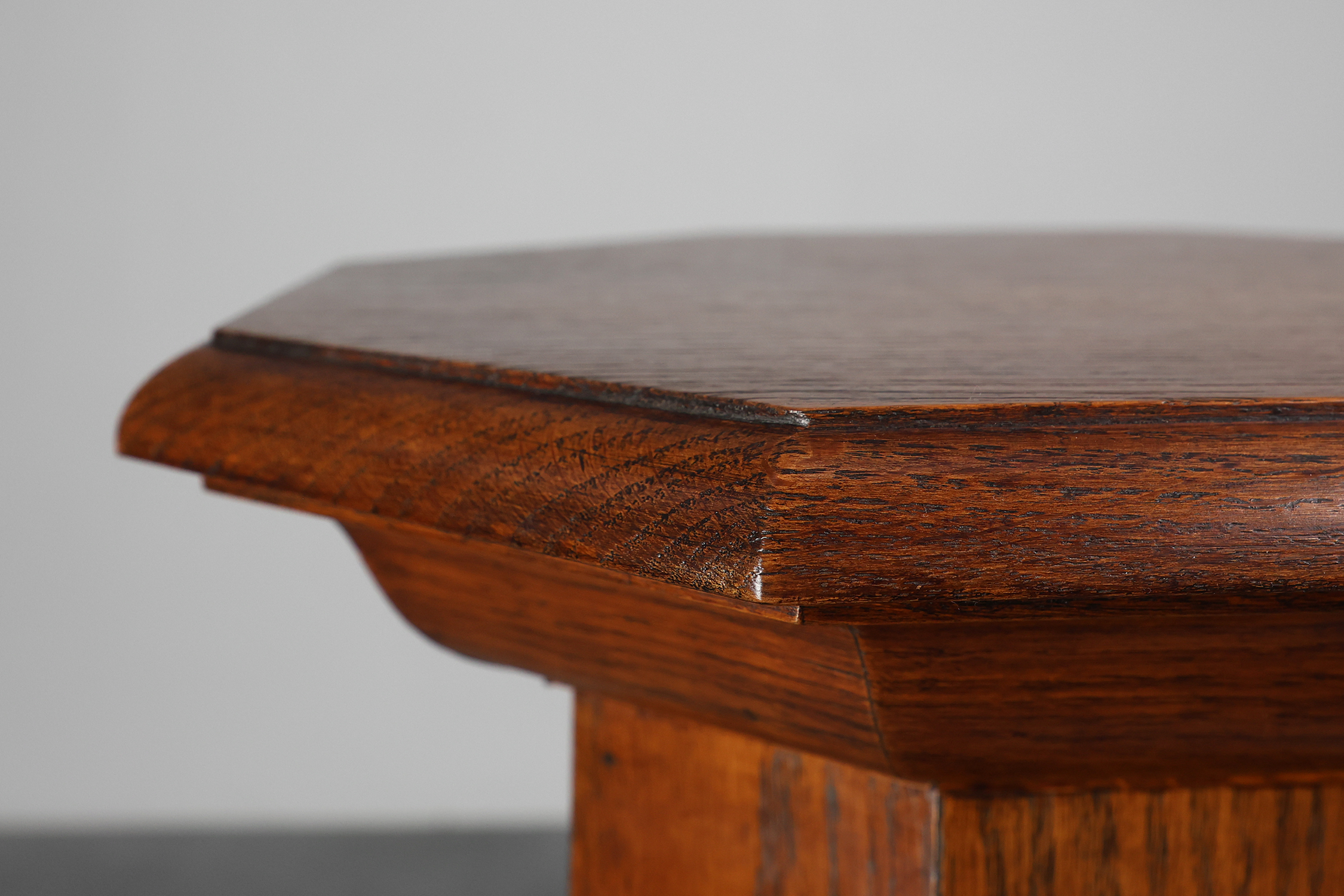French Art Deco octagonal Oak Pedestal, circa 1920thumbnail